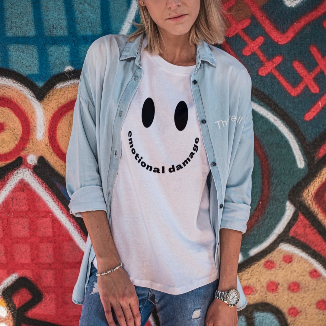 Smiley Face Emotional Damage Meme T-Shirt m a d s w o r l d