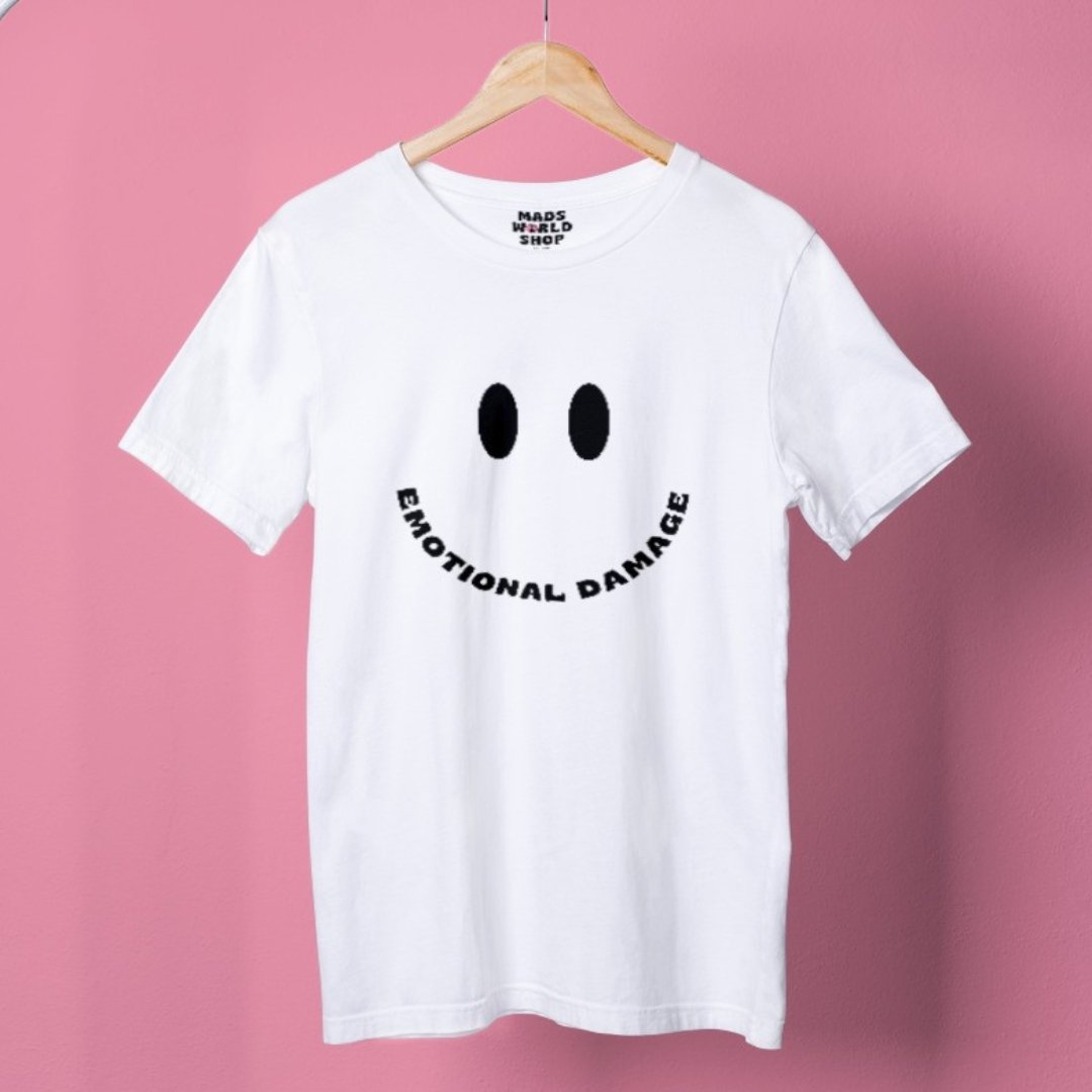 Smiley Face shape Emotional Damage Meme T-Shirt m a d s w o r l d