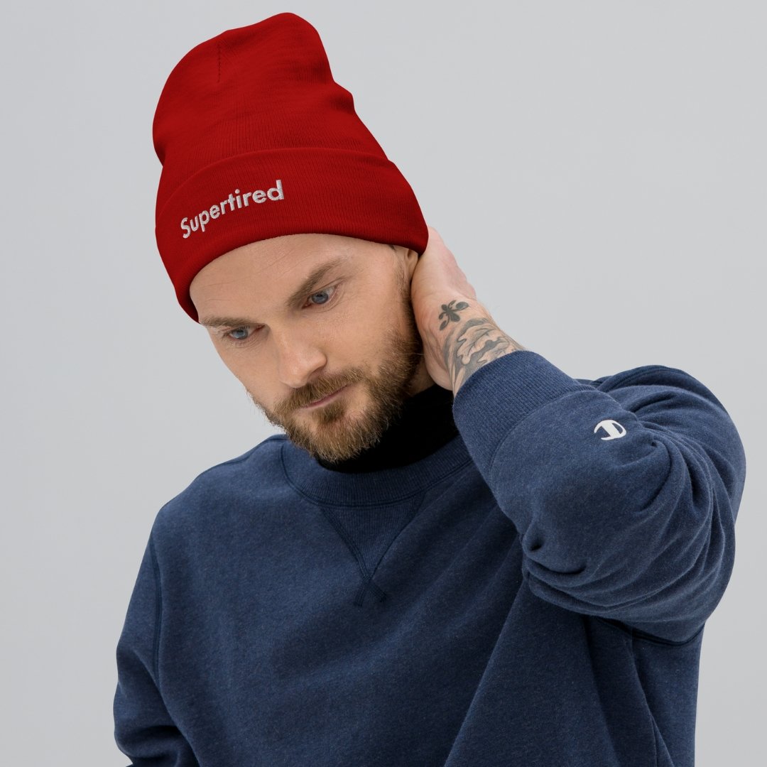 Supertired Embroidered Beanie - M A D S W O R L D S H O P