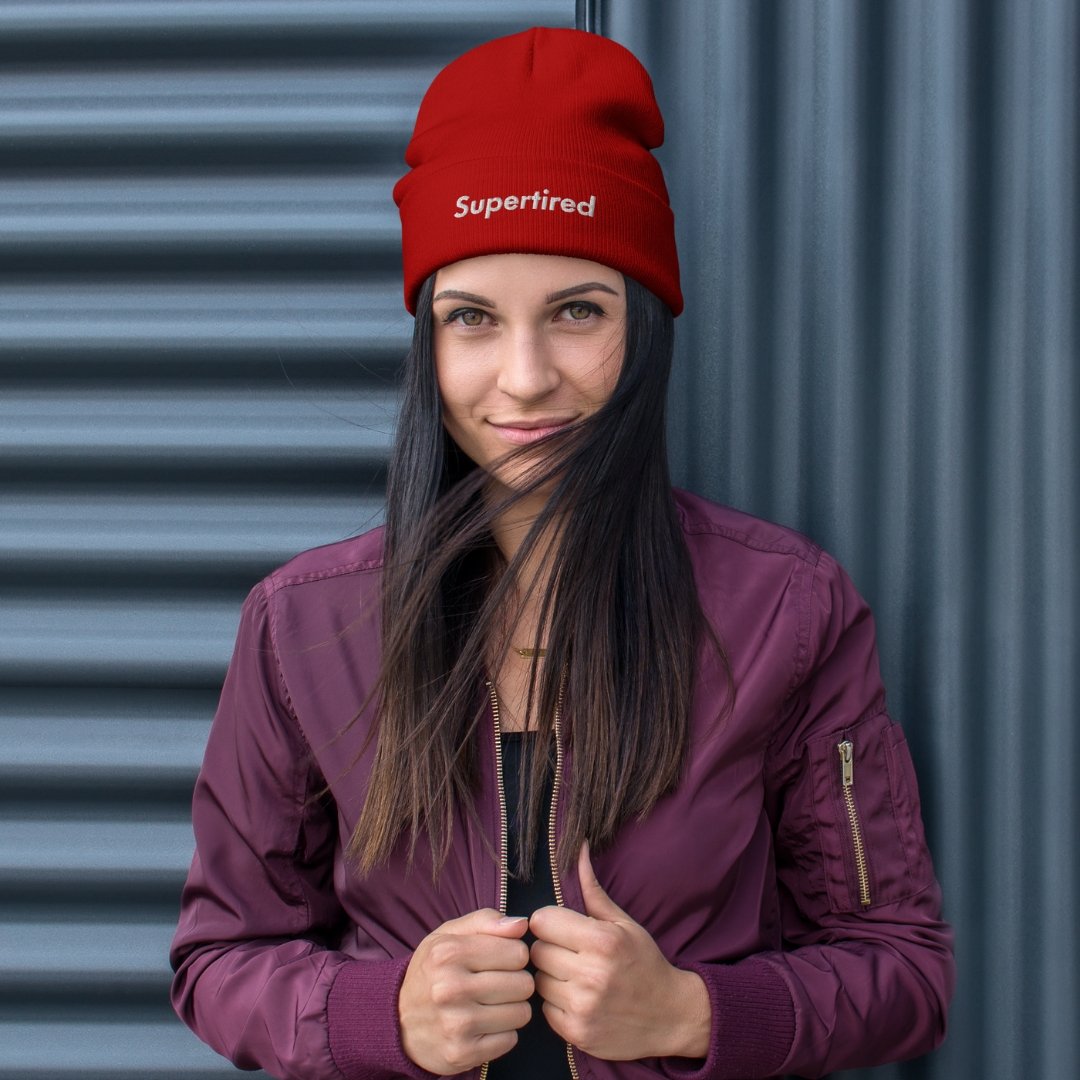 Supertired Embroidered Beanie - M A D S W O R L D S H O P