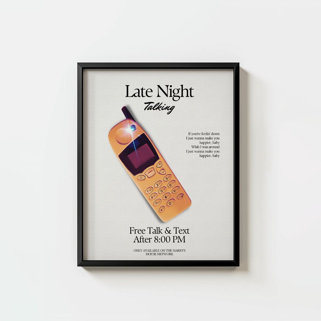 Late Night Talking yellow phone artwork, a short poem, and free talk & text after 8 PM HSLOT