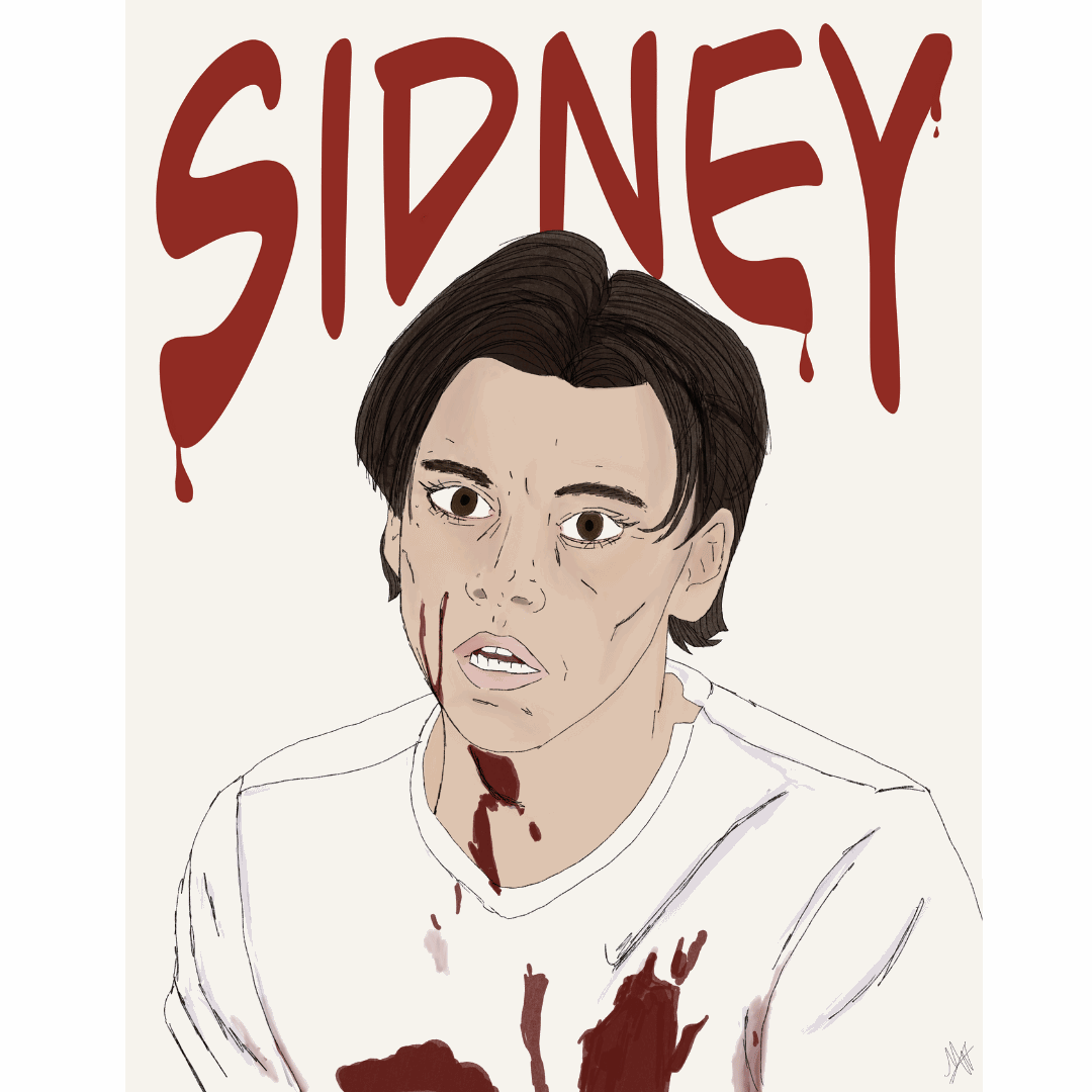 Billy Loomis Scream with Sidney written above his head