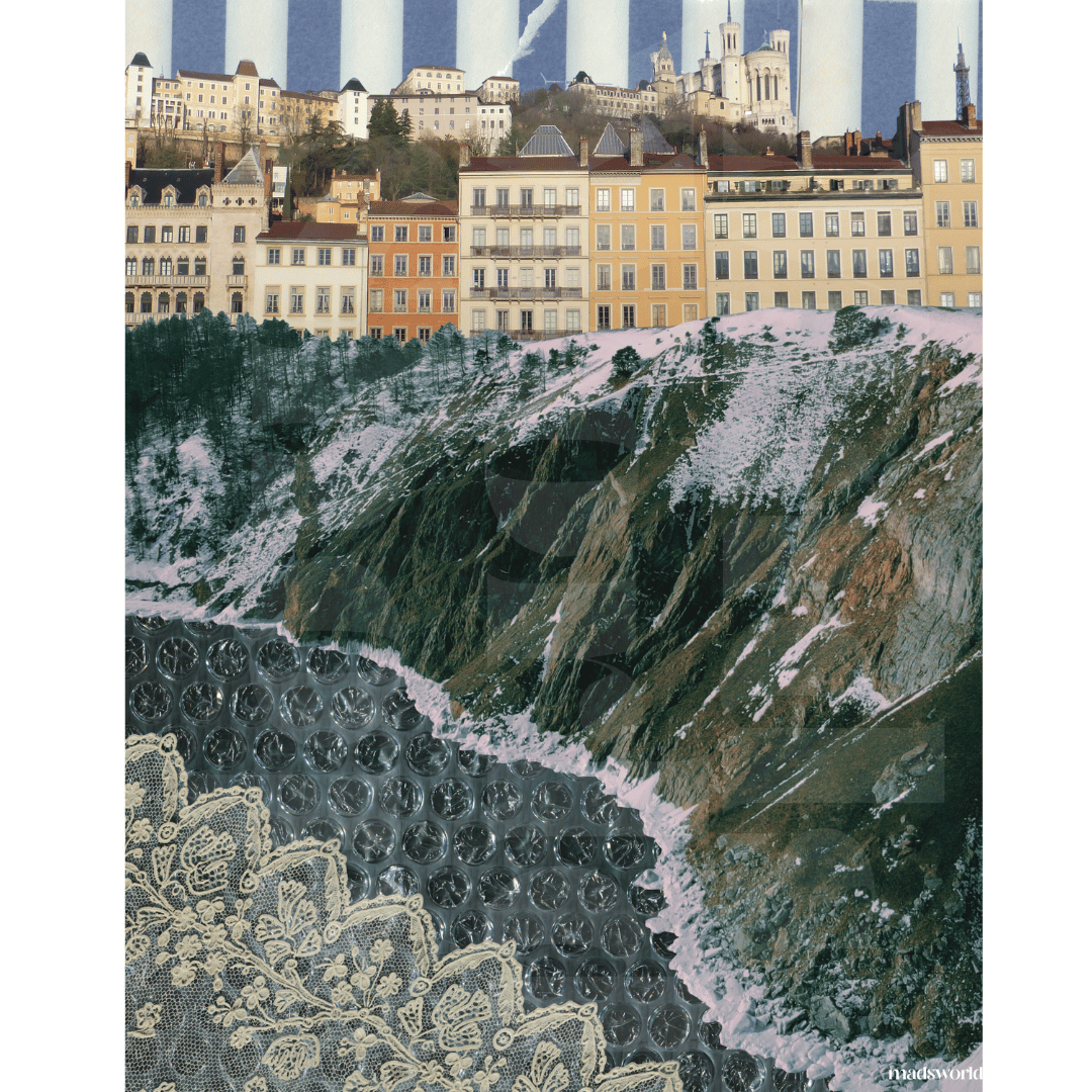 Seaside Town Surreal Collage Art Print