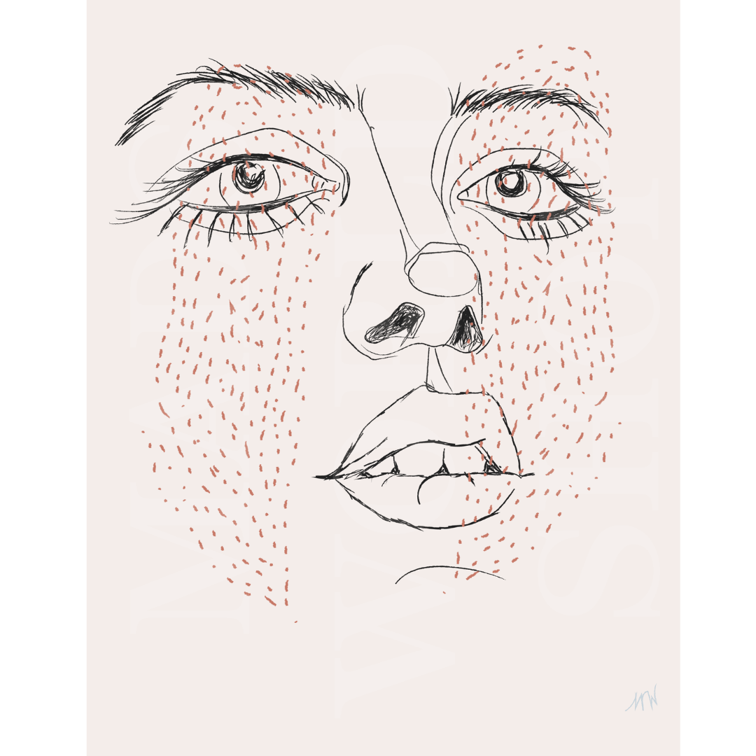 Freckle Face Girl Digital Art Illustration Print