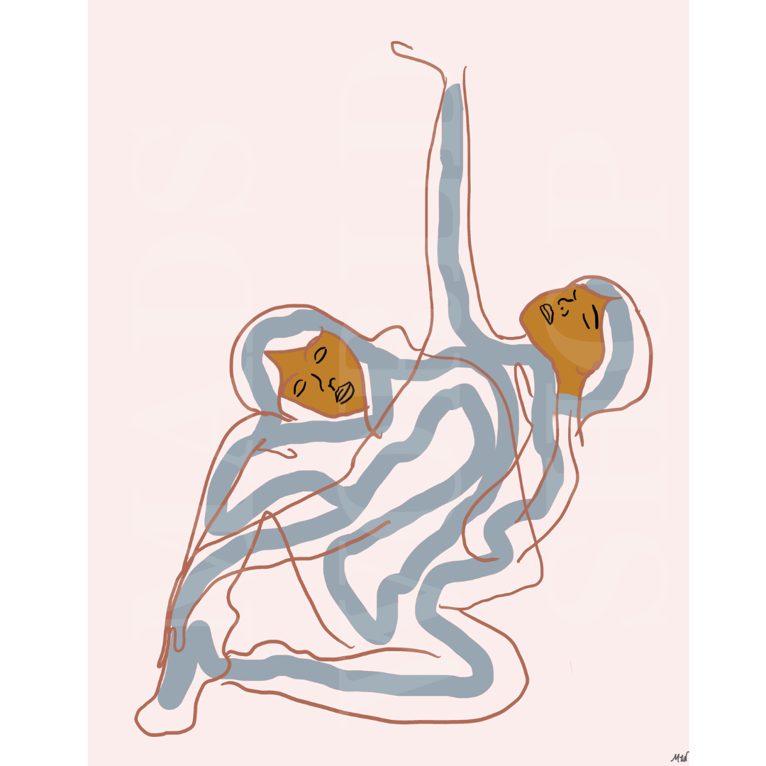 Tanged Women Abstract Illustration Art Print