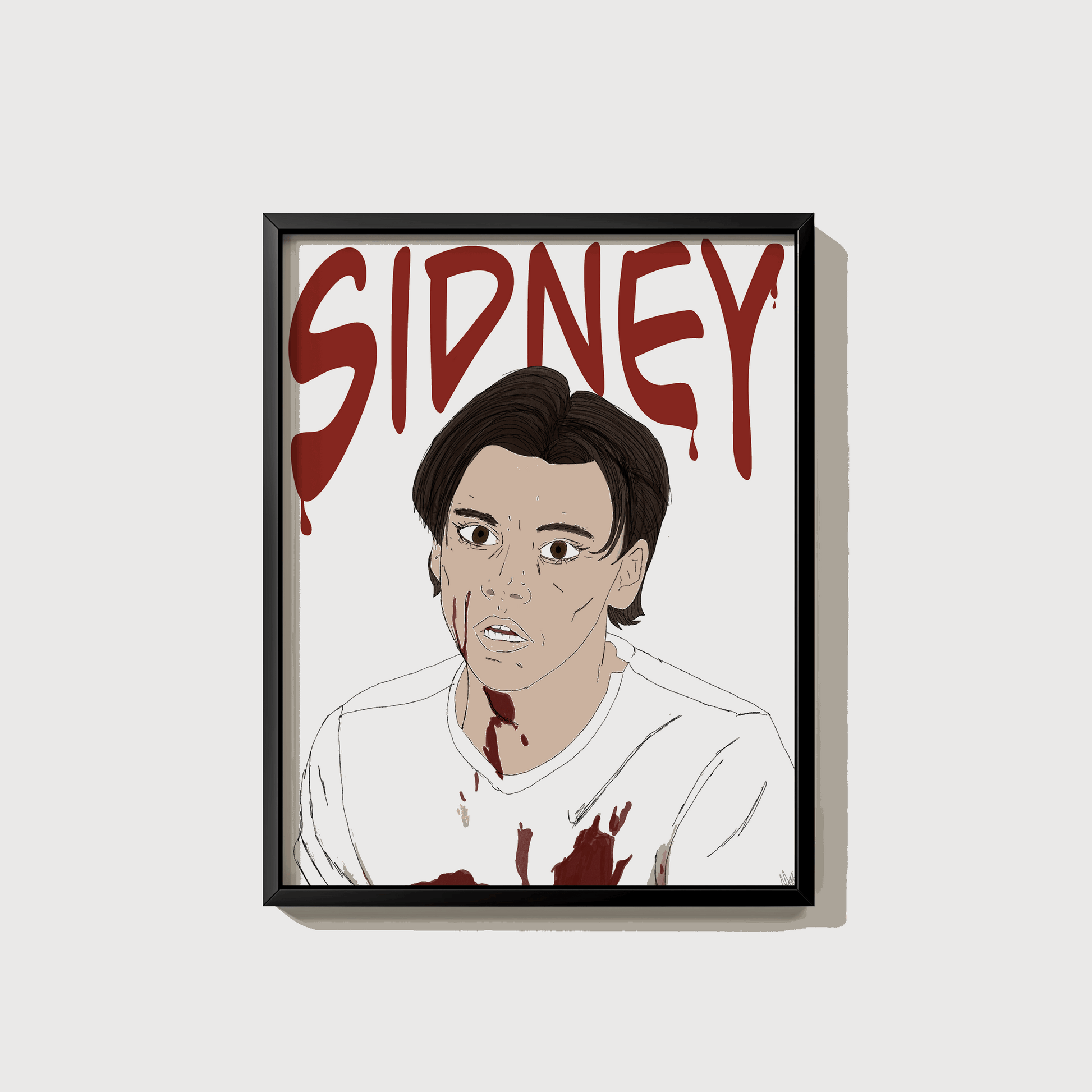 Billy Loomis from Scream with Sidney written above his head