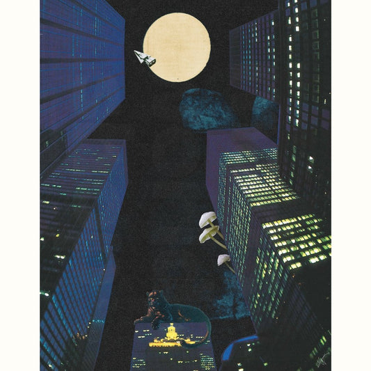 Cityscape Surreal Digital Collage Art Print - Cat City Prints Madsworld Shop   