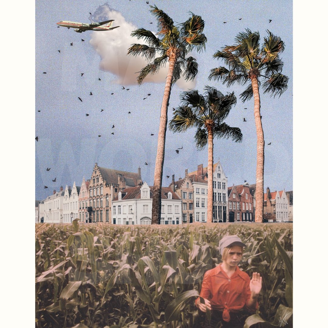 Small Town Surreal Collage Art Print - Corn Town Road Prints Madsworld Shop   