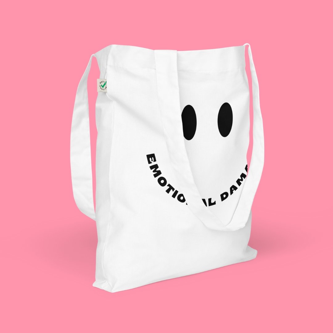 Smiley Face Emotional Damage Meme Organic Tote Bag  m a d s w o r l d   