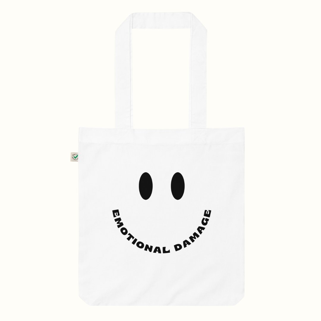 Smiley Face Emotional Damage Meme Organic Tote Bag  m a d s w o r l d   