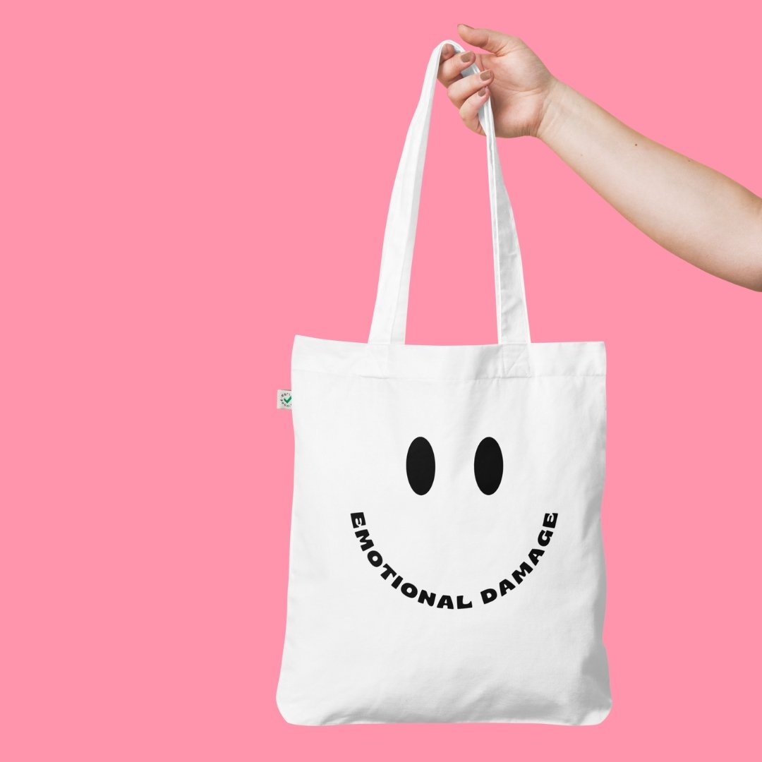 Smiley Face Emotional Damage Meme Organic Tote Bag  m a d s w o r l d   