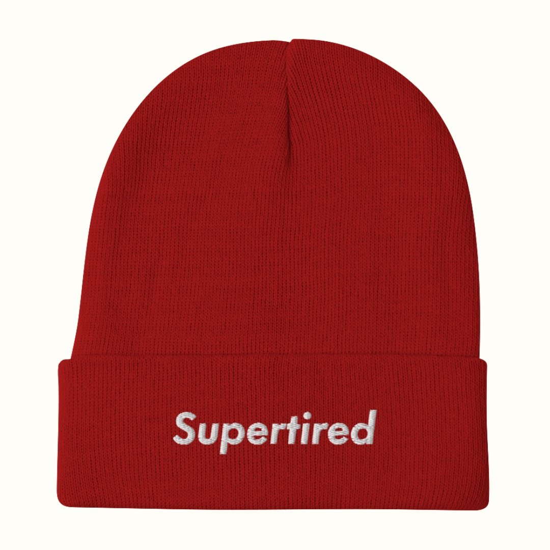 Supertired Embroidered Beanie - M A D S W O R L D S H O P