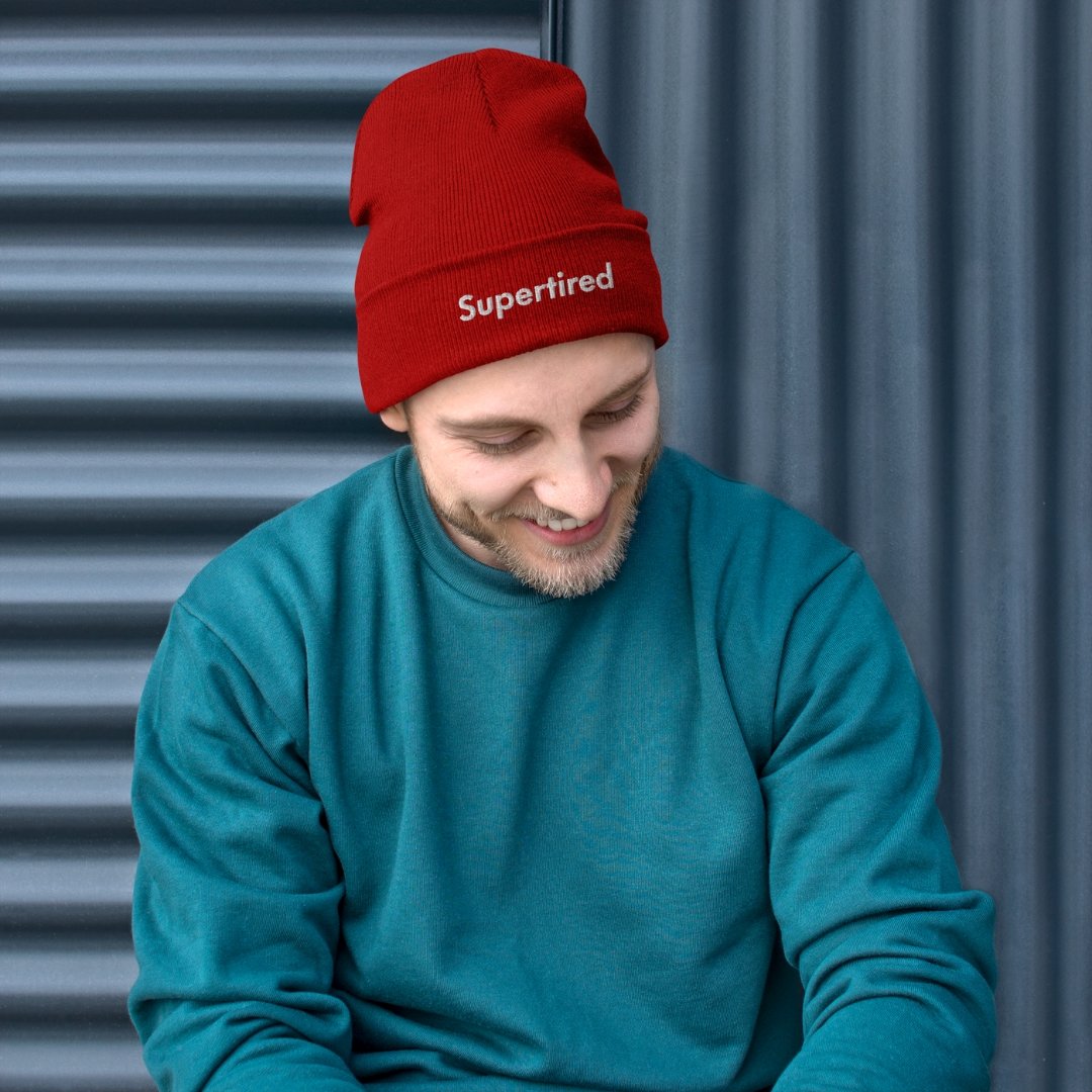 Supertired Embroidered Beanie - M A D S W O R L D S H O P
